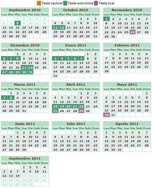 calendario escolar 2010-11
