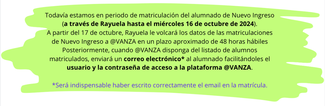 Nuevo Ingreso VANZA 2024
